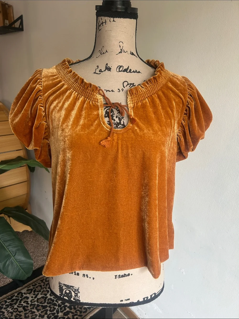 Free People Terese Velvet Boho Top Size Small